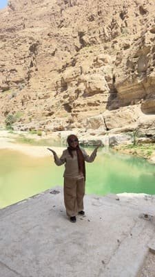 Wadi Shab turquoise pools from Muscat day tour — canyon hike Oman