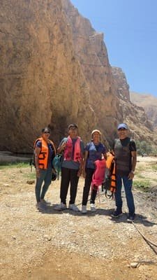 Tour group with life vests ready for Wadi Shab swim sections